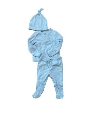 GAP Baby Blue Ribbed 3-Piece Set with Knot Hat